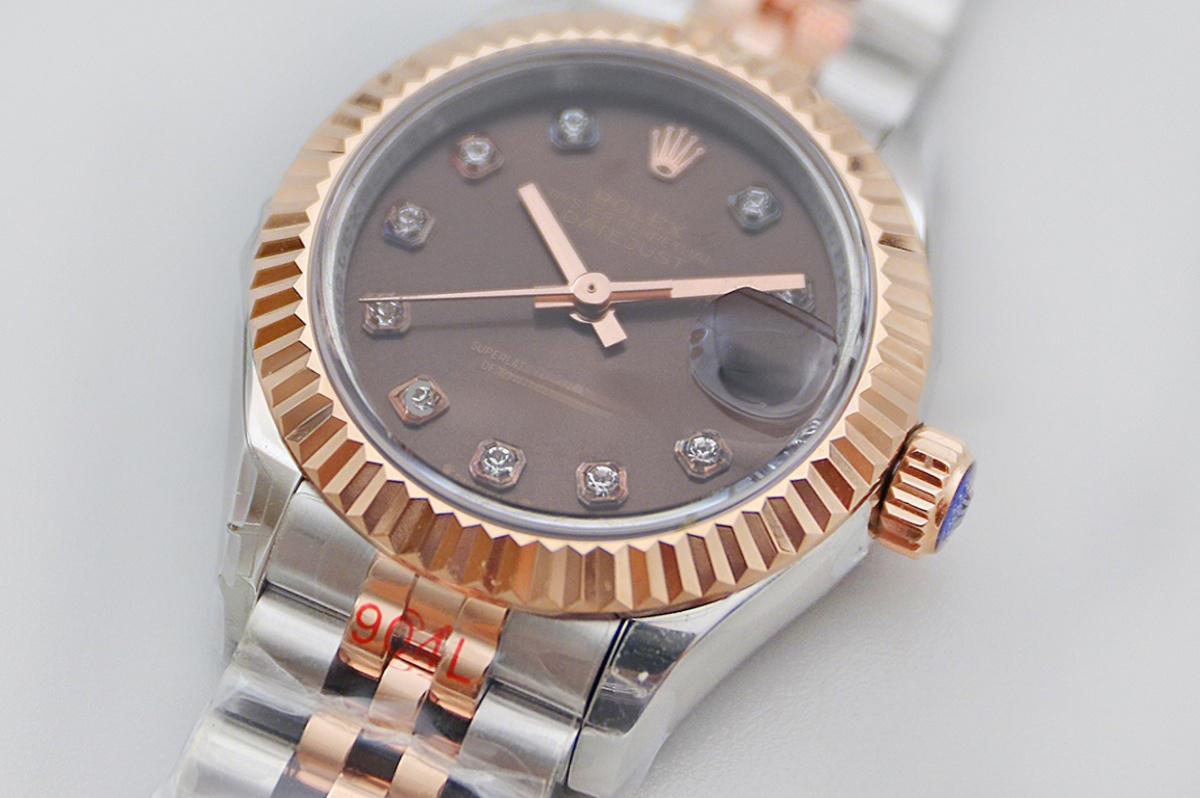 Rolex Ladies Datejust 279171 Chocolate Dial with Diamond Markers in Rose Gold/Steel-fasswatch