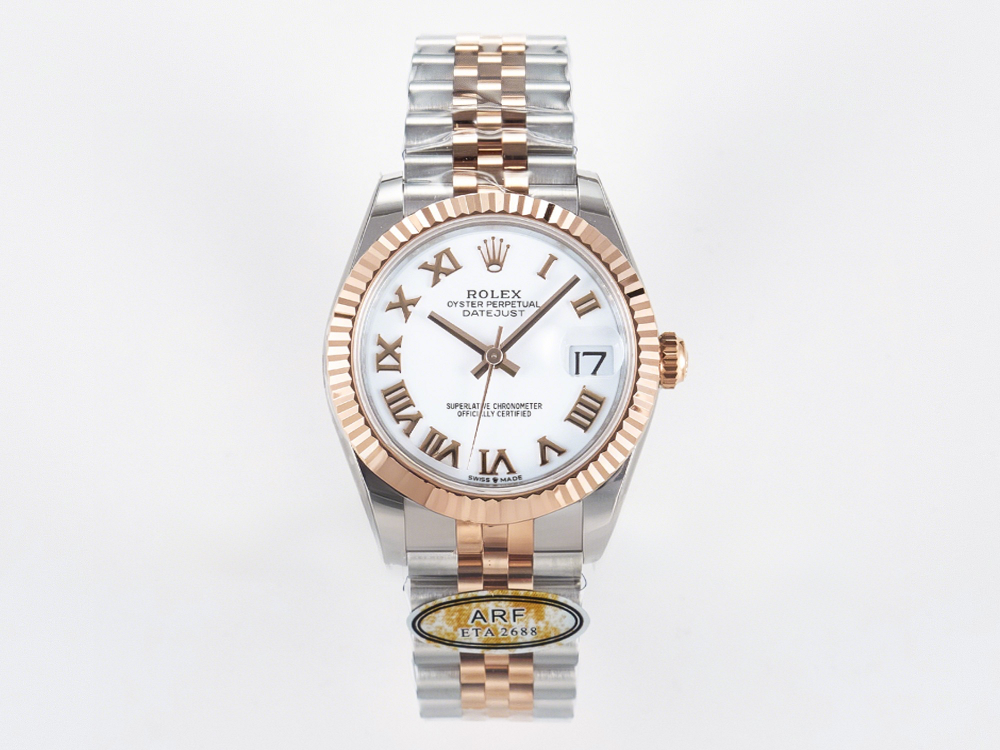 Rolex DateJust 31 278271 ARF 1:1 Best Edition 904L Steel White Roman Dial on SS/RG Jubilee Bracelet ETA 2688-fasswatch