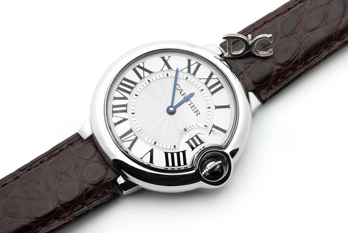 Cartier Ballon Bleu de Cartier 36mm White Dial in Steel on Brown Leather Stra-fasswatch