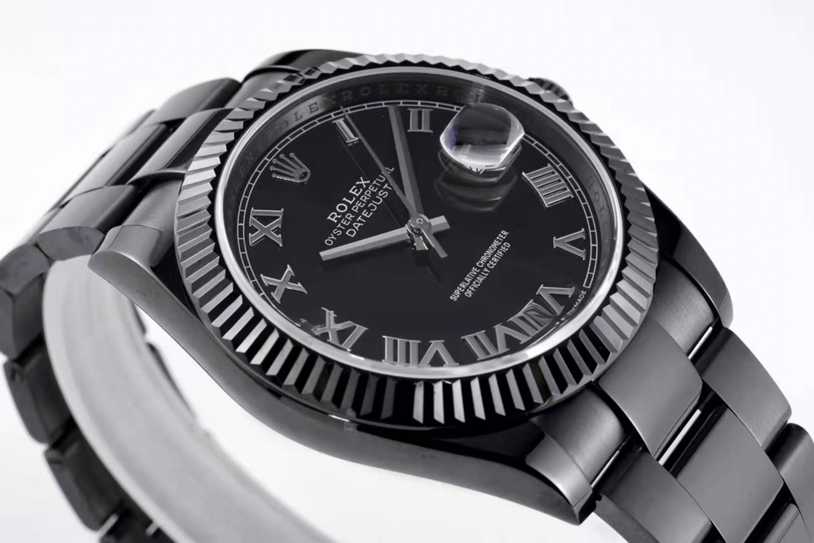Rolex Datejust 41 Black Dial with Roman Markers in PVD Black-fasswatch