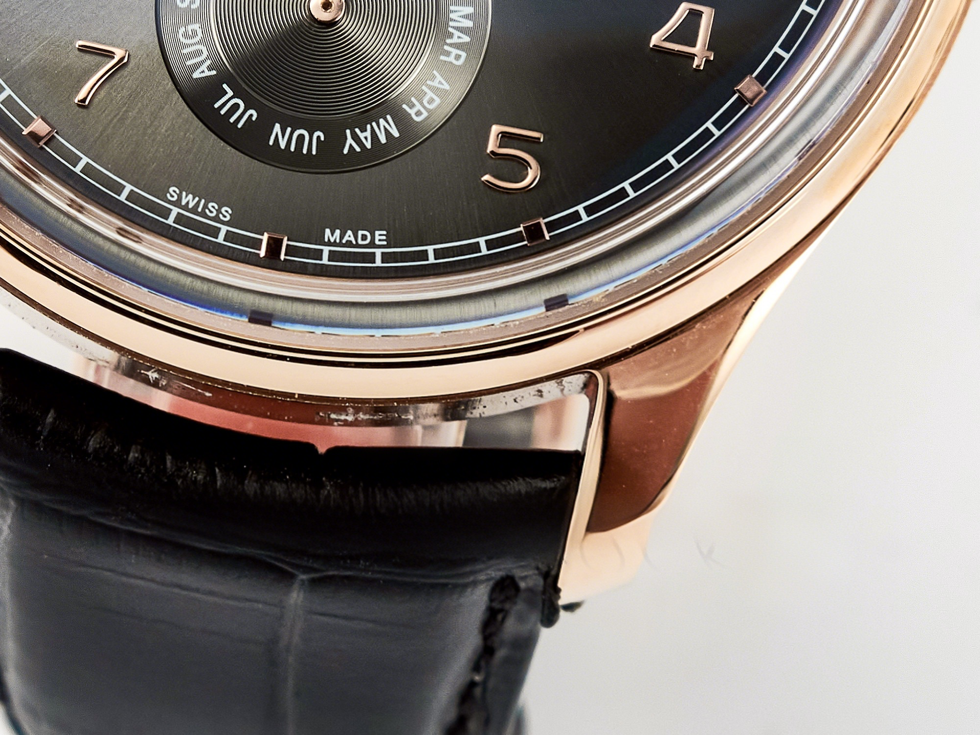 IWC IW5034 Portugieser Perpetual Calendar RG V9F 1:1 Best Edition Black Dial on Black Leather Strap A52610-fasswatch