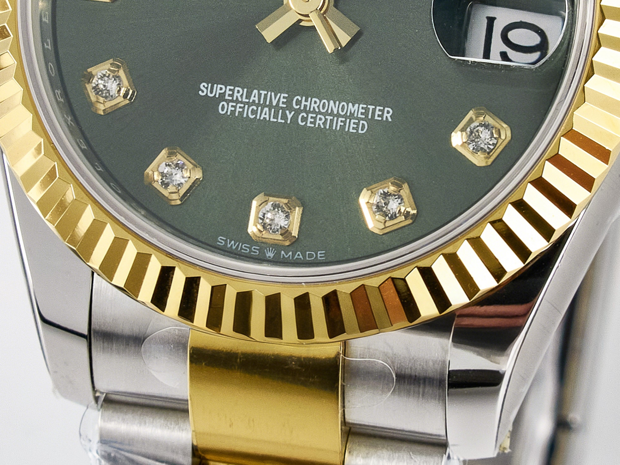 Rolex DateJust 31 278383 ARF 1:1 Best Edition 904L Steel Green Diamonds Dial on SS/YG Oyster Bracelet ETA 2688-fasswatch