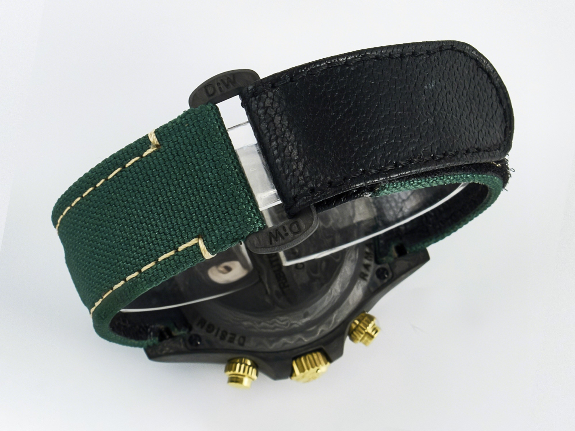 Rolex Daytona DIW Carbon Case and Bezel DIWF Edition Green/YG Dial on Green Nylon Strap A7750-fasswatch