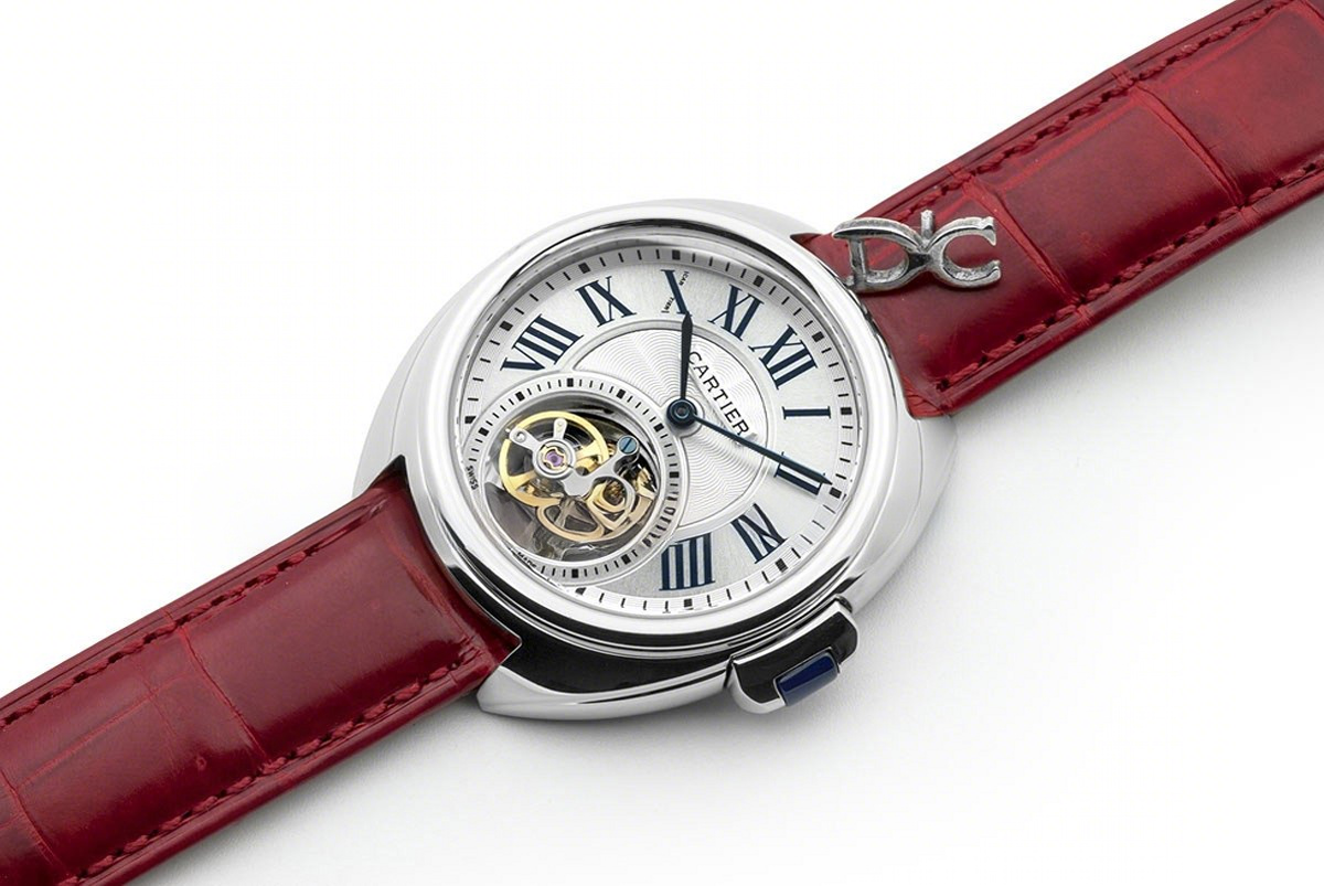 Cle de Cartier Tourbillon White Gold 35mm on Red Leather Strap-fasswatch
