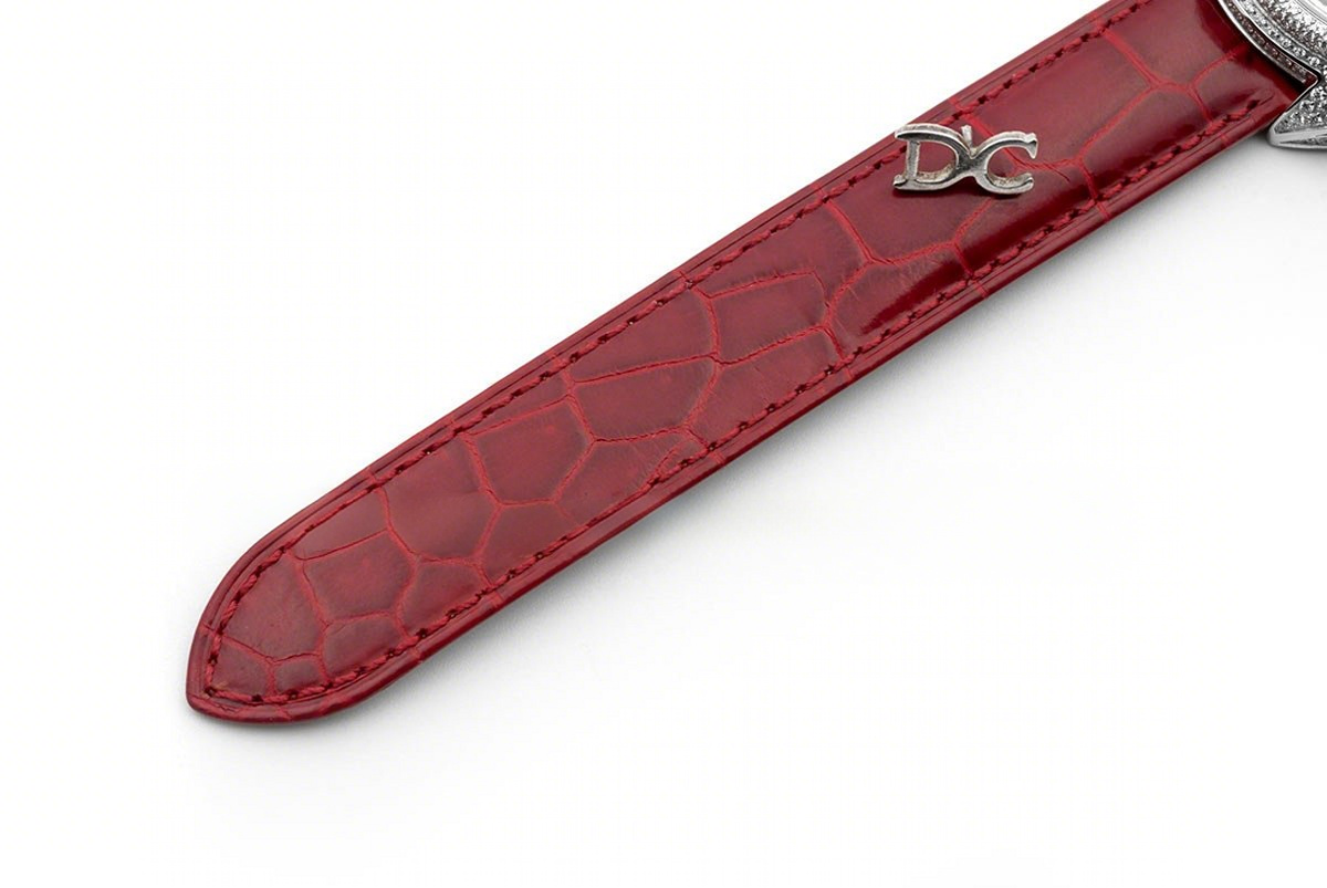 Cle de Cartier Tourbillon with Diamond Bezel in White Gold 35mm on Red Leather Strap-fasswatch