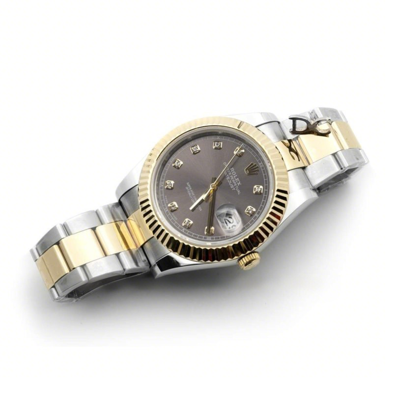 Rolex Datejust II 116333 Grey Dial in Yellow Gold/Steel with Diamond Markers on Oyster Bracelet-fasswatch