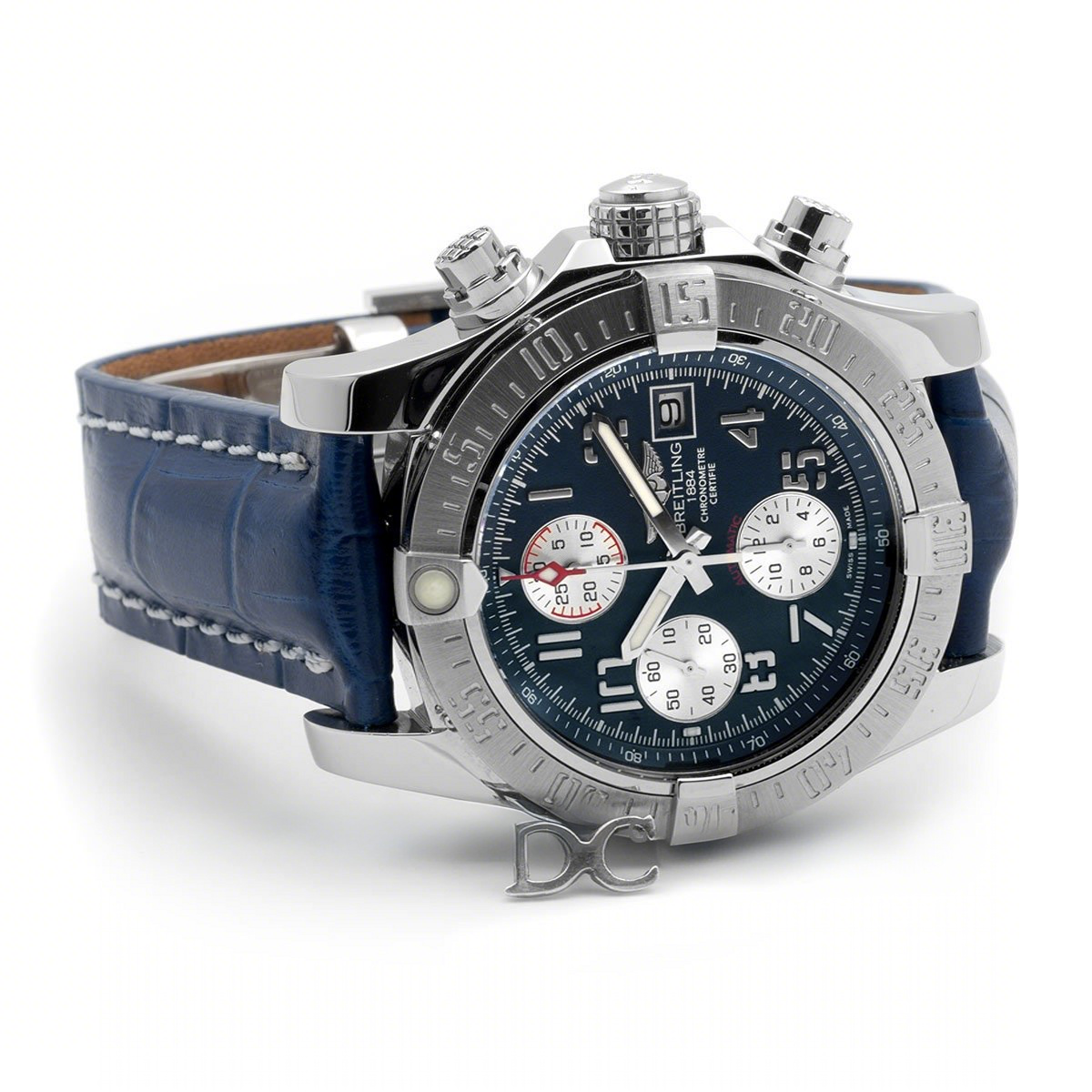 Breitling Colt Chronograph 44mm Blue Dial in Steel on Leather Strap-fasswatch