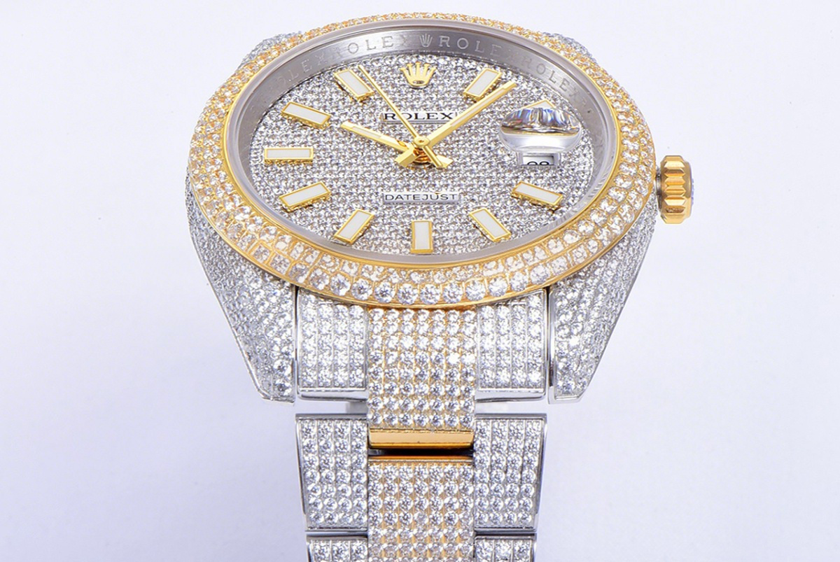 Rolex Datejust 41 126334 Diamond Paved Dial with Stick Markers in Yellow Gold-fasswatch