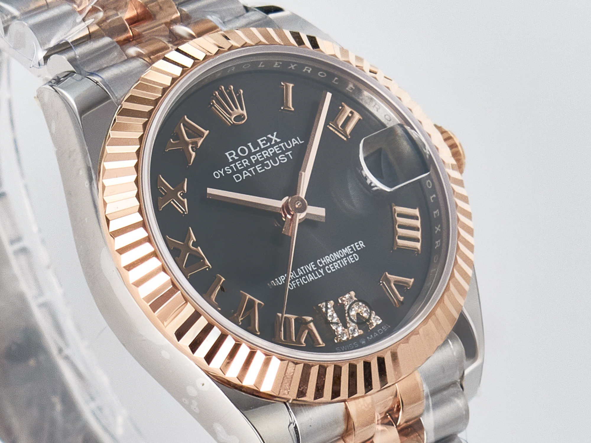 Rolex DateJust 31 278271 ARF 1:1 Best Edition 904L Steel Gray Roman Diamonds Dial on SS/RG Jubilee Bracelet ETA 2688-fasswatch