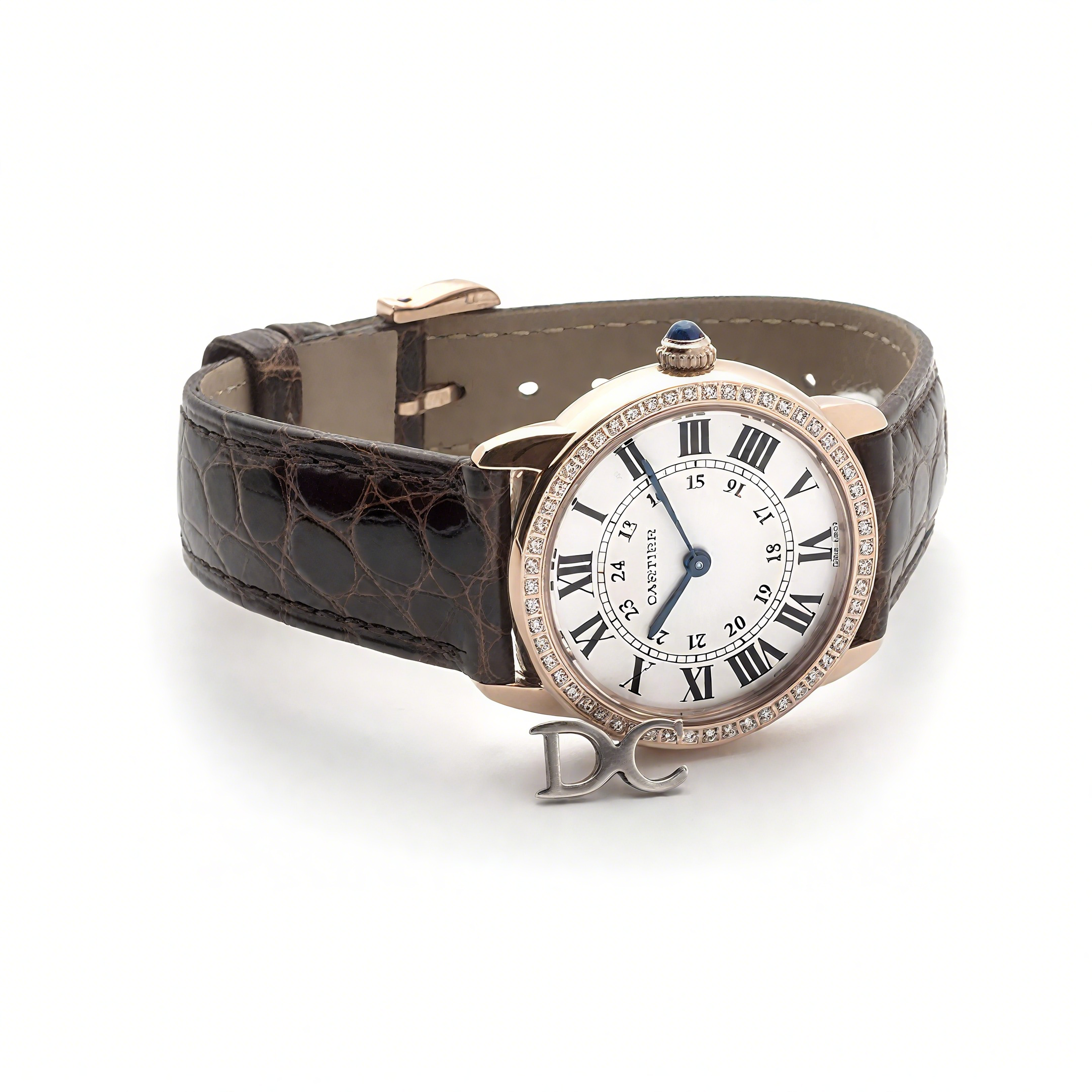Cartier Ronde Louis Cartier Watch 29mm White Dial in Pink Gold on Brown Leather Strap-fasswatch