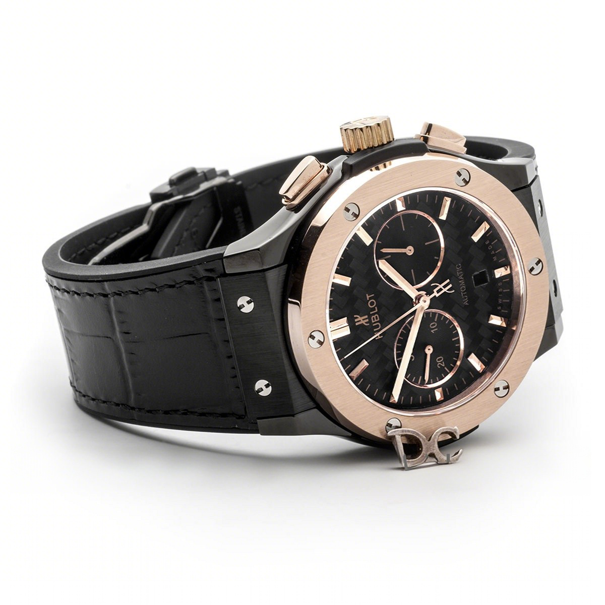 Hublot Classic Fusion Chronograph Black Dial with Rose Gold Bezel in PVD-fasswatch