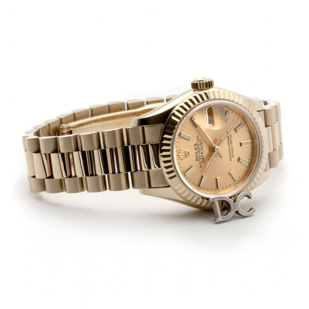 Rolex Ladies Datejust 279178 Champagne Dial with Stick Markers in Gold-fasswatch