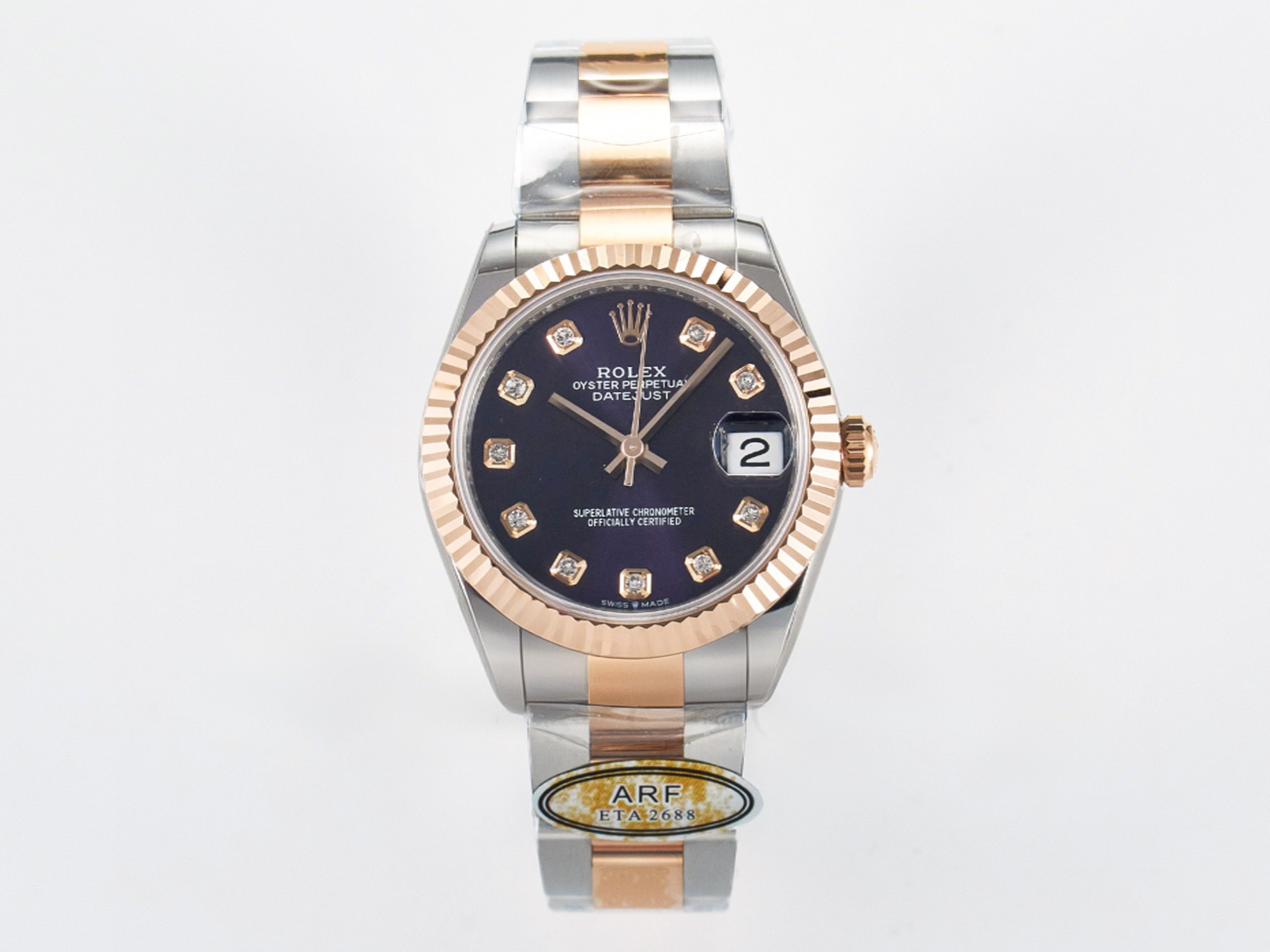 Rolex DateJust 31 278271 ARF 1:1 Best Edition 904L Steel Purple Diamonds Dial on SS/RG Oyster Bracelet ETA 2688-fasswatch