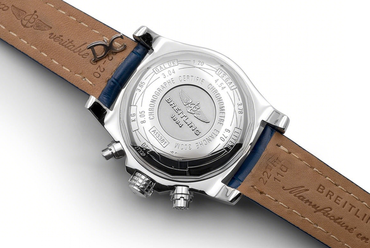 Breitling Colt Chronograph 44mm Blue Dial in Steel on Leather Strap-fasswatch