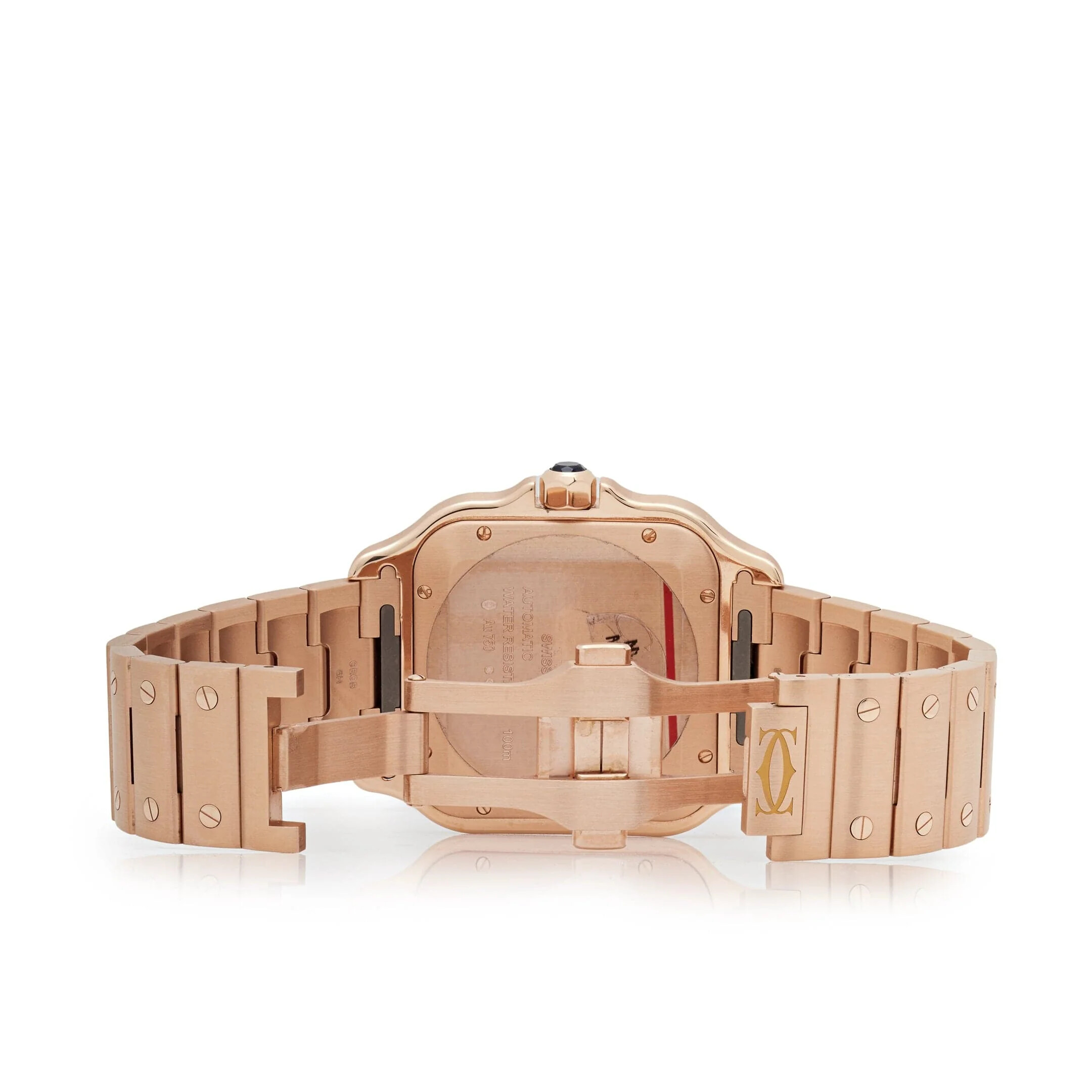 Cartier - r Santos De Cartier Large Silver Dial Rose Gold WGSA0018-fasswatch