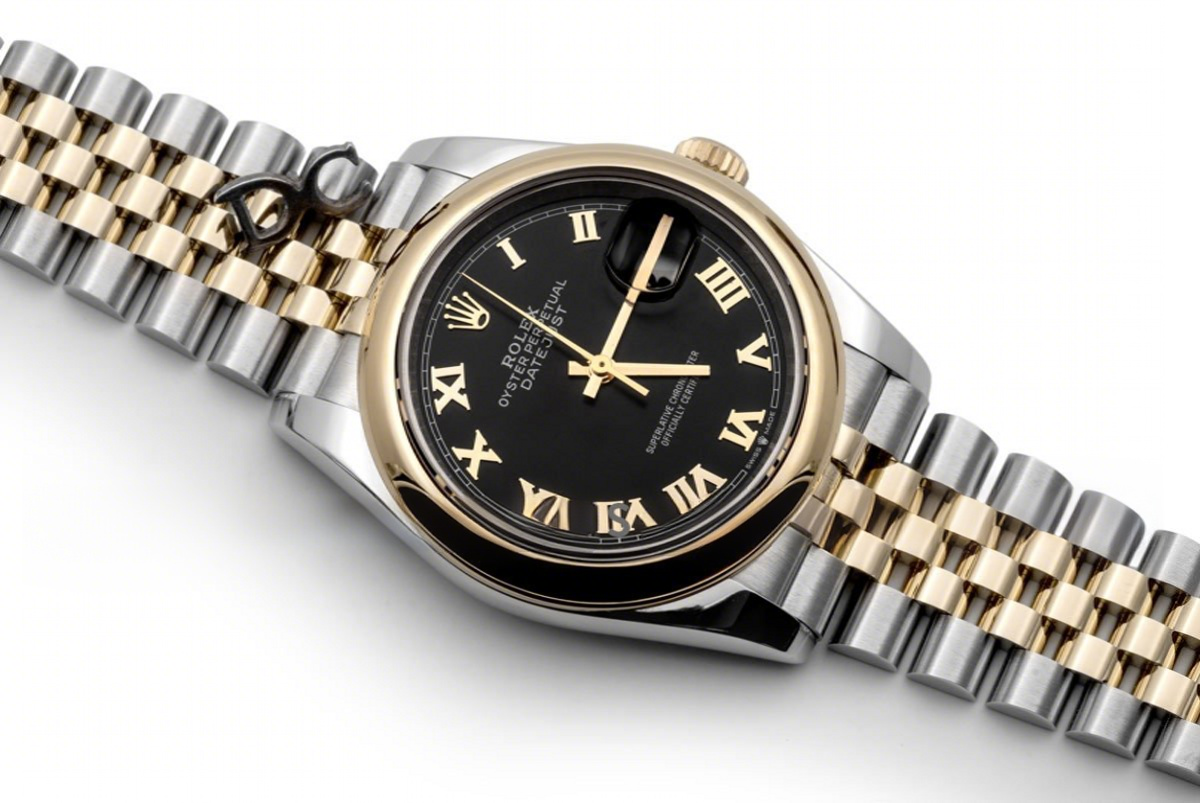 Rolex Datejust 36 126201 Black Dial in Yellow Gold and Steel with Roman Markers-fasswatch