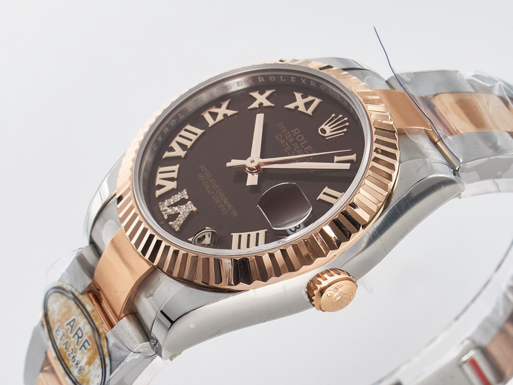 Rolex DateJust 31 278271 ARF 1:1 Best Edition 904L Steel Brown Roman Diamonds Dial on SS/RG Oyster Bracelet ETA 2688-fasswatch