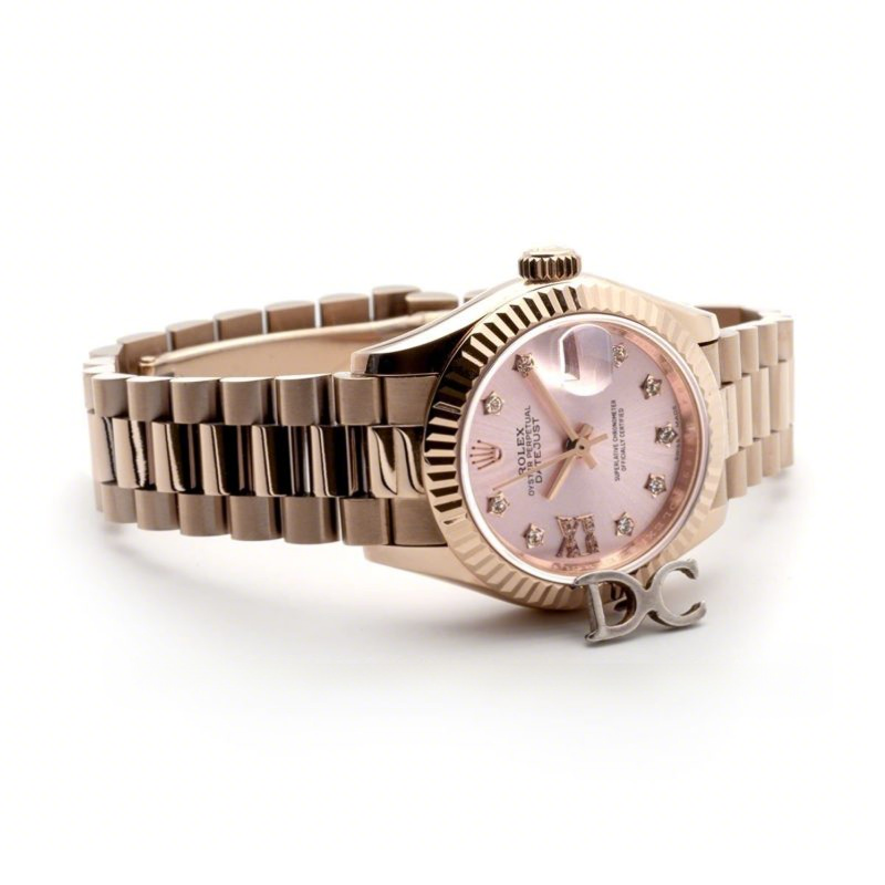 Rolex Ladies Datejust 279175 Pink Dial with Diamonds Markers in Rose Gold-fasswatch