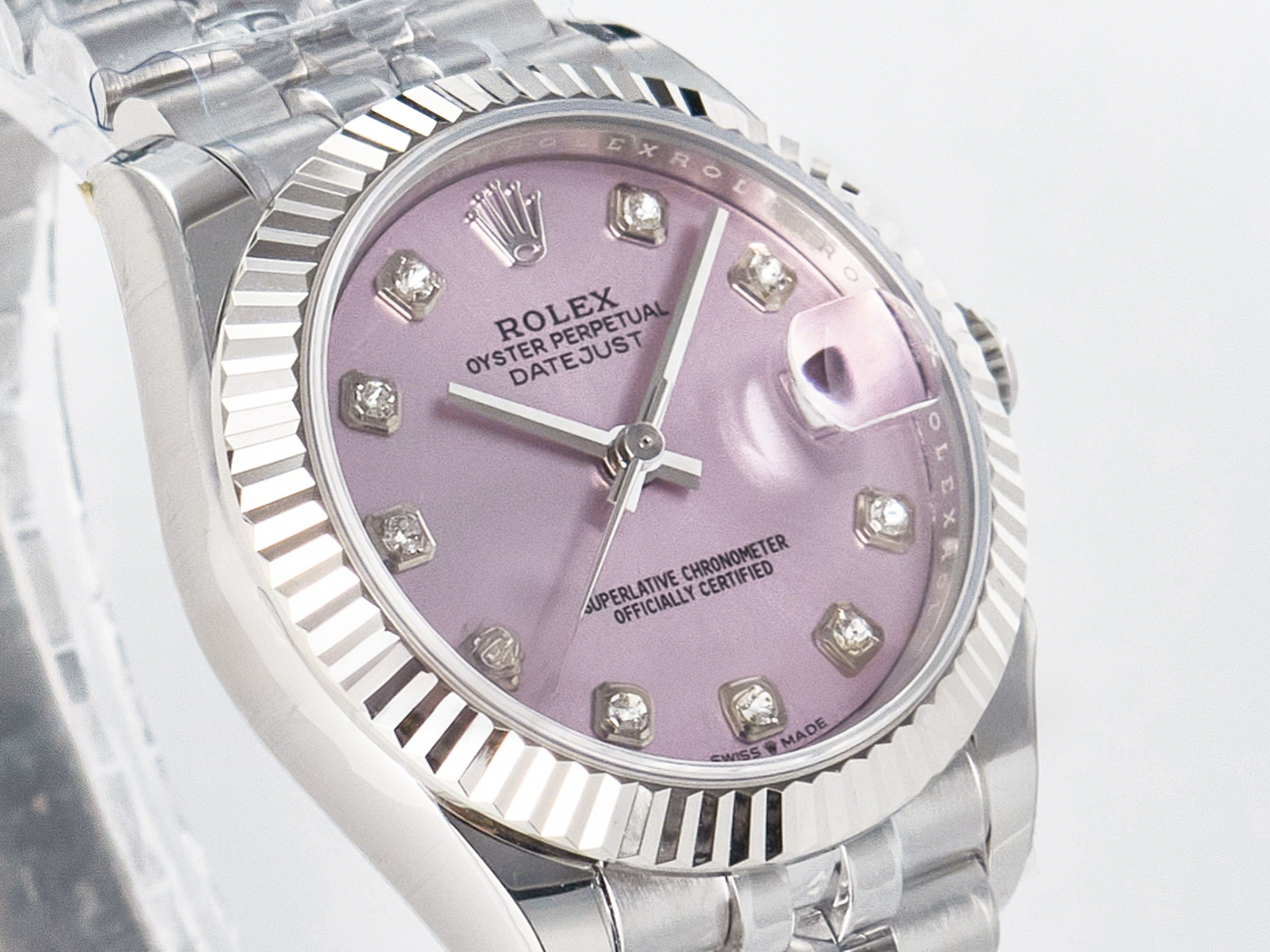 Rolex DateJust 31 278274 ARF 1:1 Best Edition 904L Steel Pink Diamonds Dial on SS Jubilee Bracelet ETA 2688-fasswatch