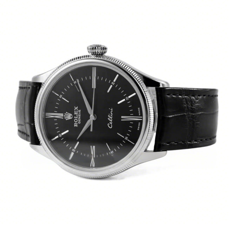 Rolex Cellini Time 50509 Black Dial with Roman Marker in White Gold-fasswatch