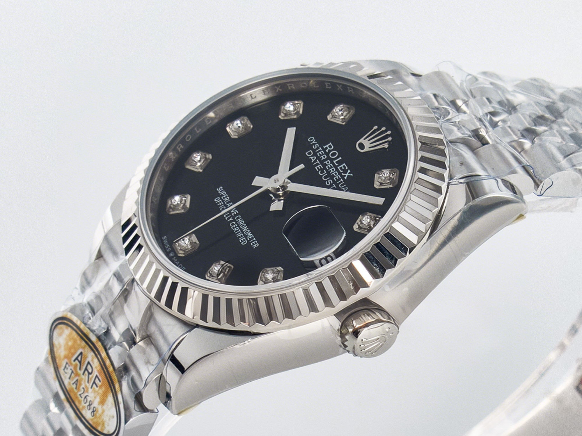 Rolex DateJust 31 278274 ARF 1:1 Best Edition 904L Steel Black Diamonds Dial on SS Jubilee Bracelet ETA 2688-fasswatch
