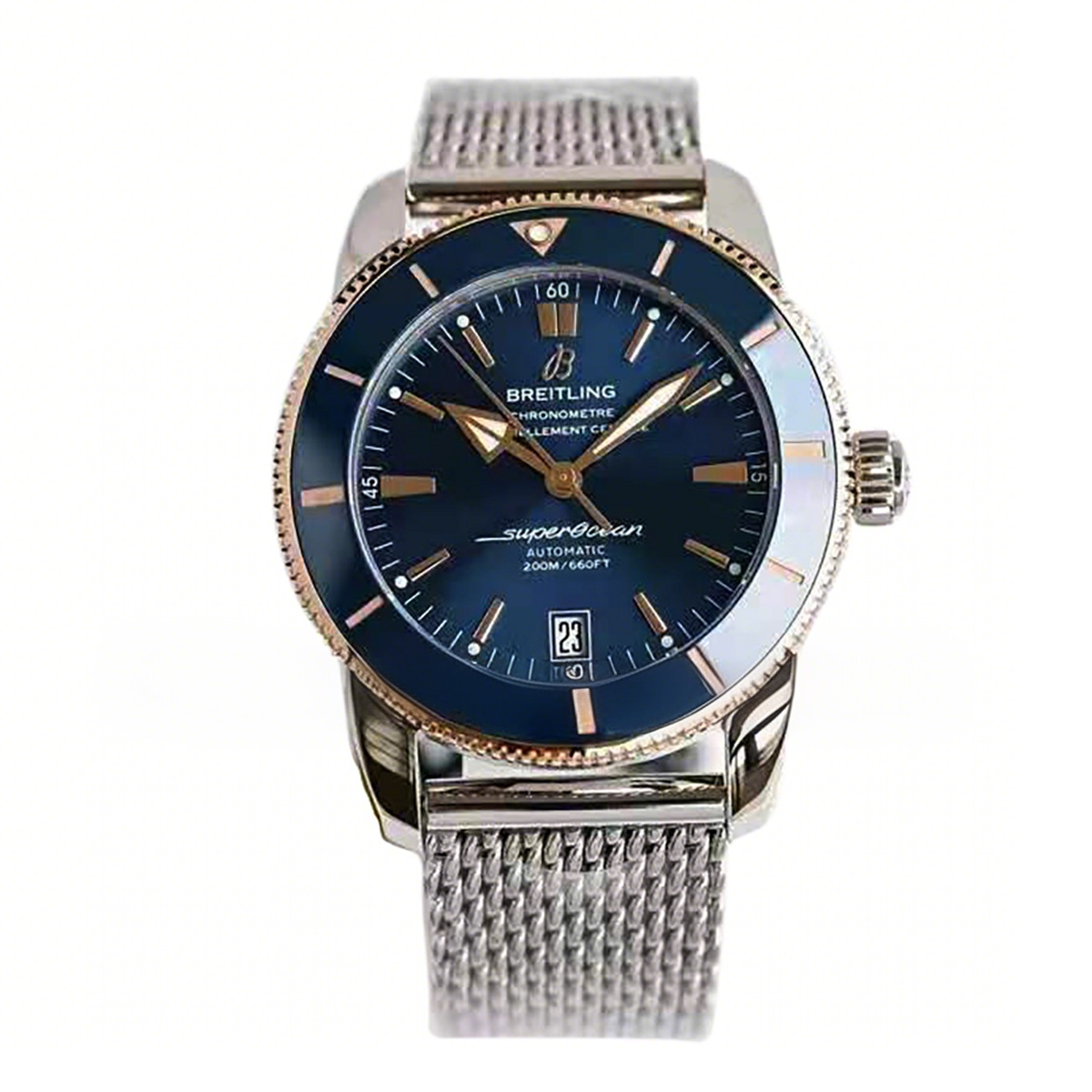 Breitling Superocean Heritage II B20 Automatic 42mm in Blue Dial on Blue and Rose Gold Bezel-fasswatch
