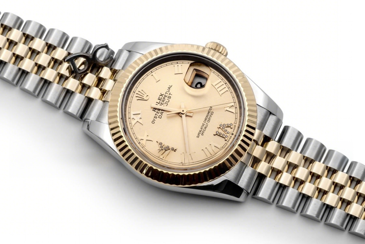 Rolex Datejust 36 126283RBR Champagne Dial in Yellow Gold and Steel with Diamond Roman Numerals Markers-fasswatch