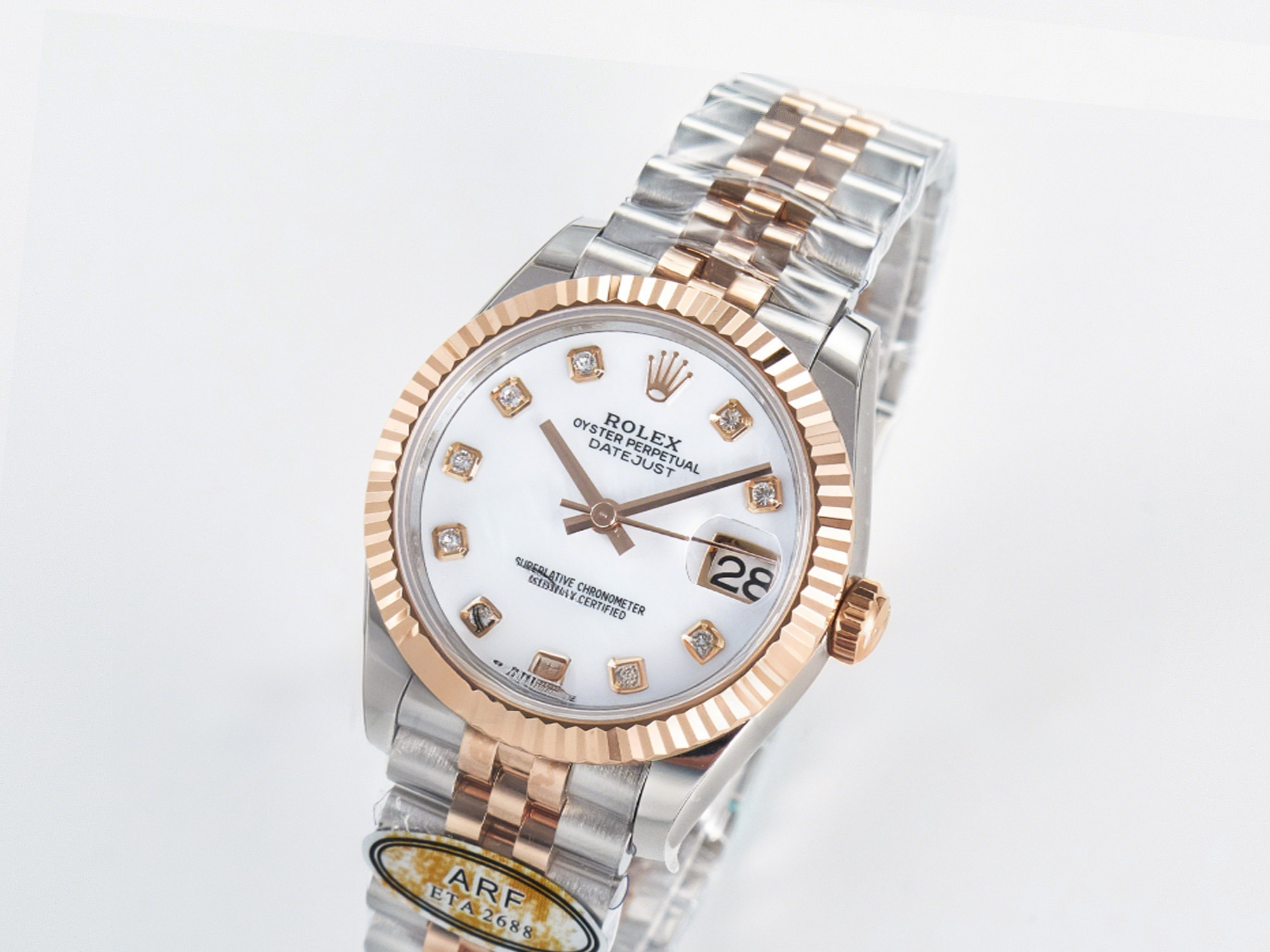 Rolex DateJust 31 278271 ARF 1:1 Best Edition 904L Steel White MOP Diamonds Dial on SS/RG Jubilee Bracelet ETA 2688-fasswatch