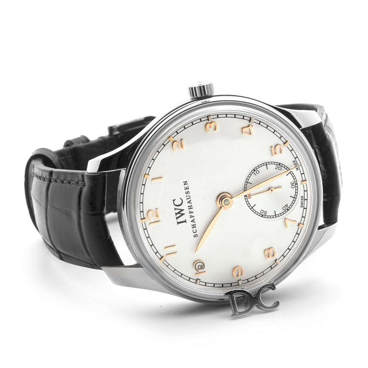 IWC Portuguese Hand Wound Eight Days IW545408 White RG Dial in Steel-fasswatch