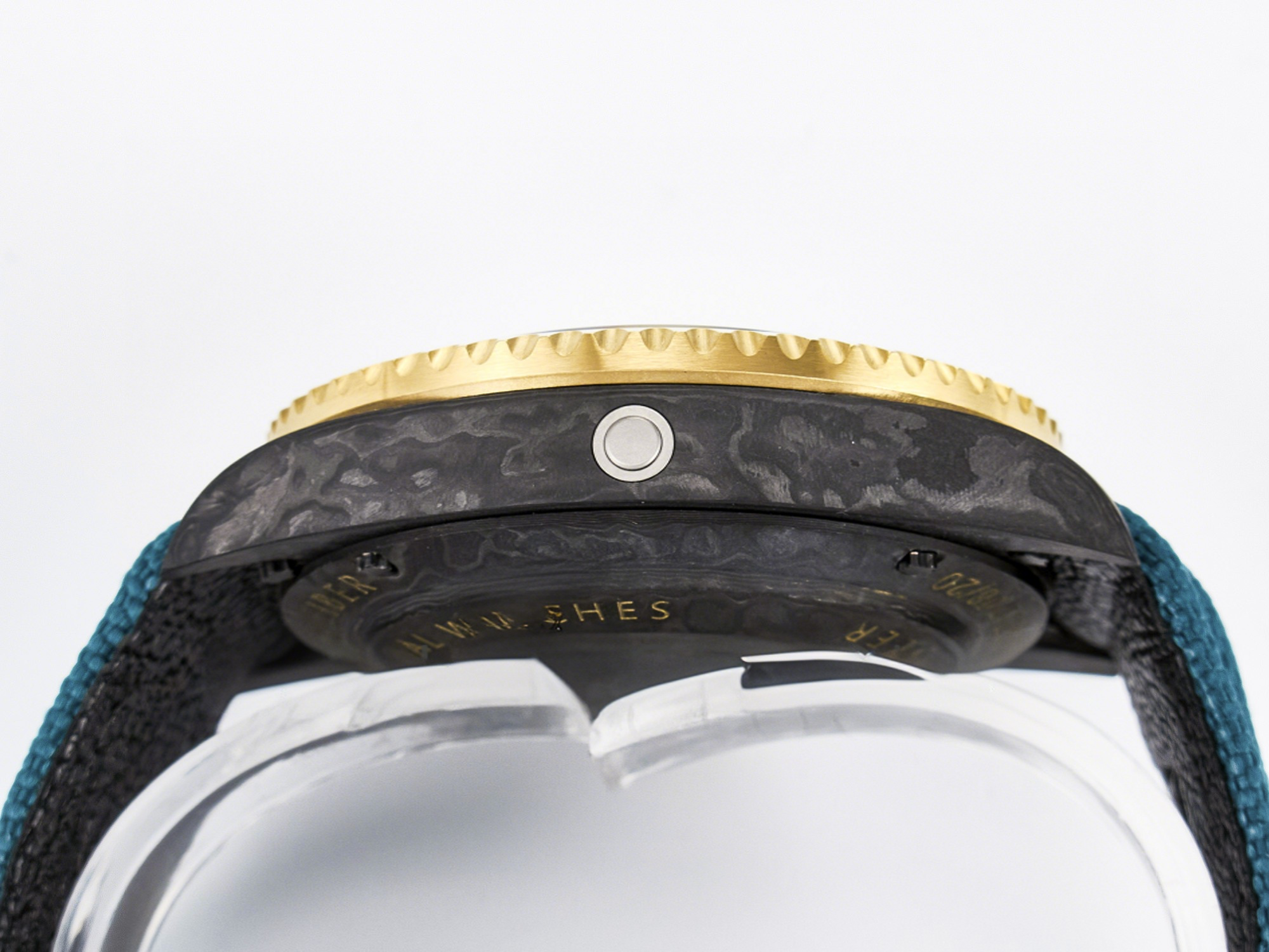 Rolex Sea Dweller 43mm Carbon DIWF Best Edition Black Dial YG Bezel on Blue Nylon Strap A2824-fasswatch