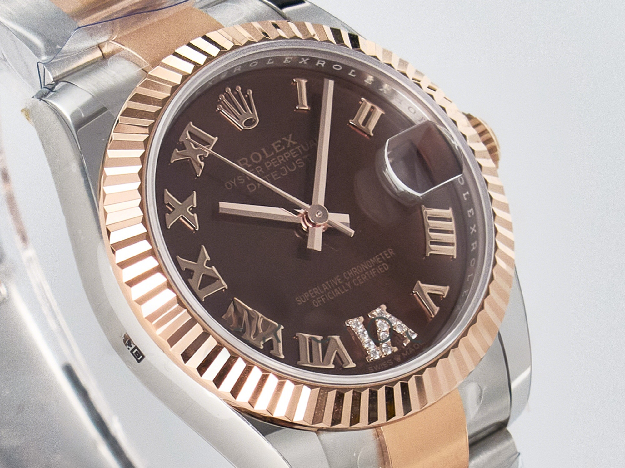 Rolex DateJust 31 278271 ARF 1:1 Best Edition 904L Steel Brown Roman Diamonds Dial on SS/RG Oyster Bracelet ETA 2688-fasswatch