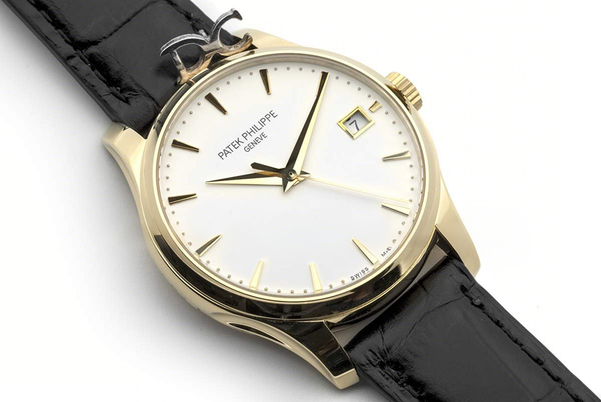 Patek Philippe Calatrava 5227J White Dial in Yellow Gold on Black Leather Strap-fasswatch