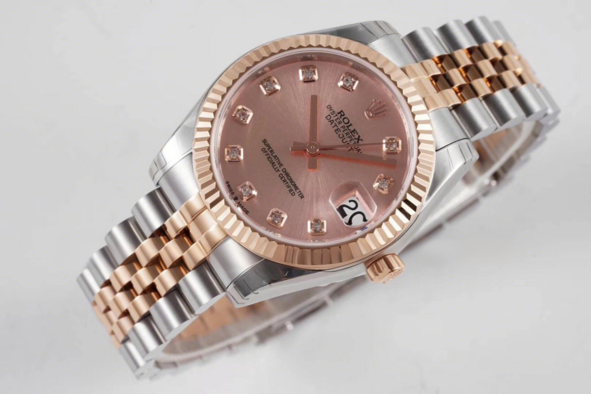 Rolex Datejust 31 278271 Rose Dial Diamond Markers in Everose Gold/Steel-fasswatch