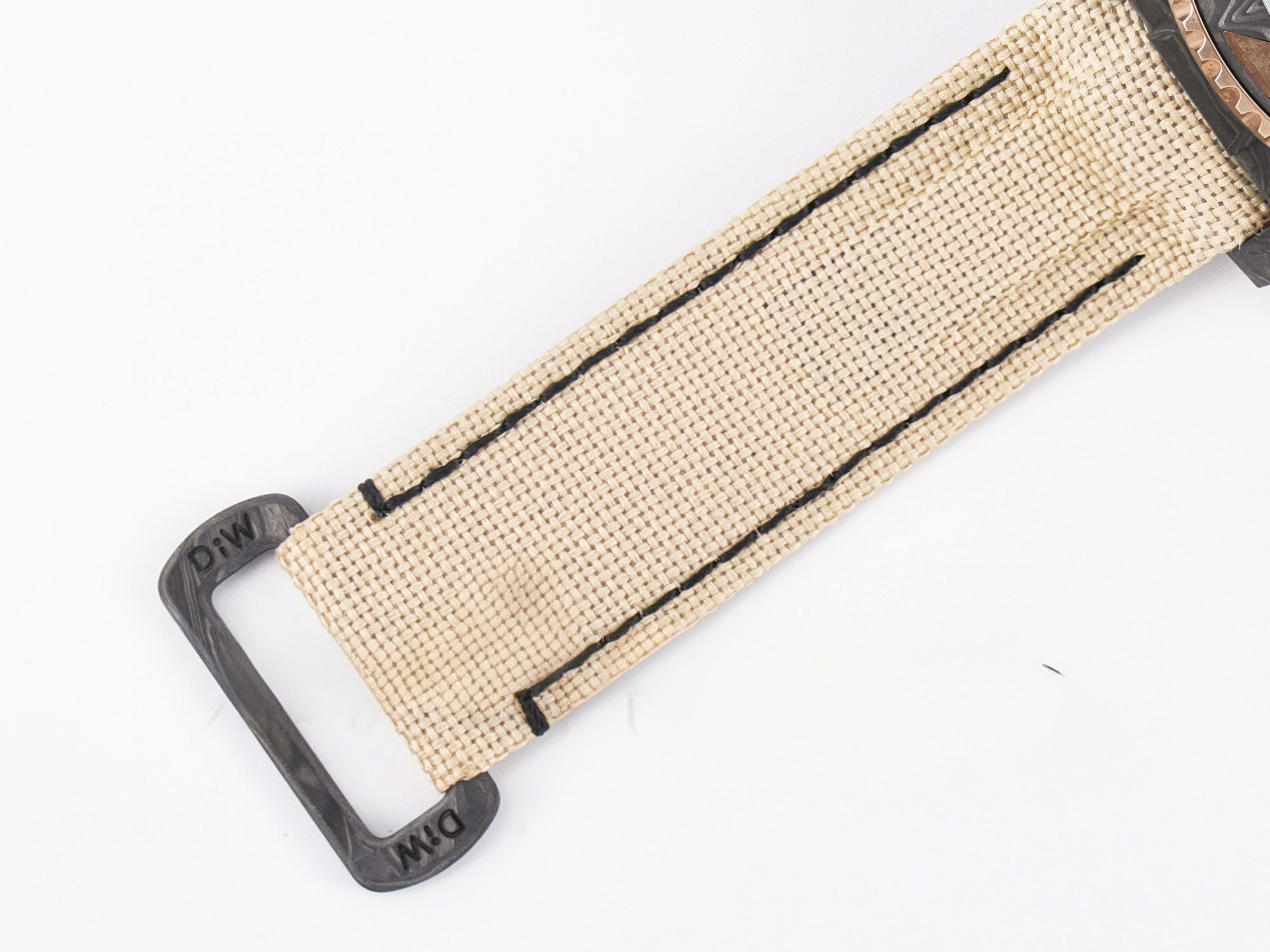 Rolex GMT Carbon DIWF Best Edition Black Carbon Dial RG Markers on Beige Nylon Strap SA3186 CHS-fasswatch