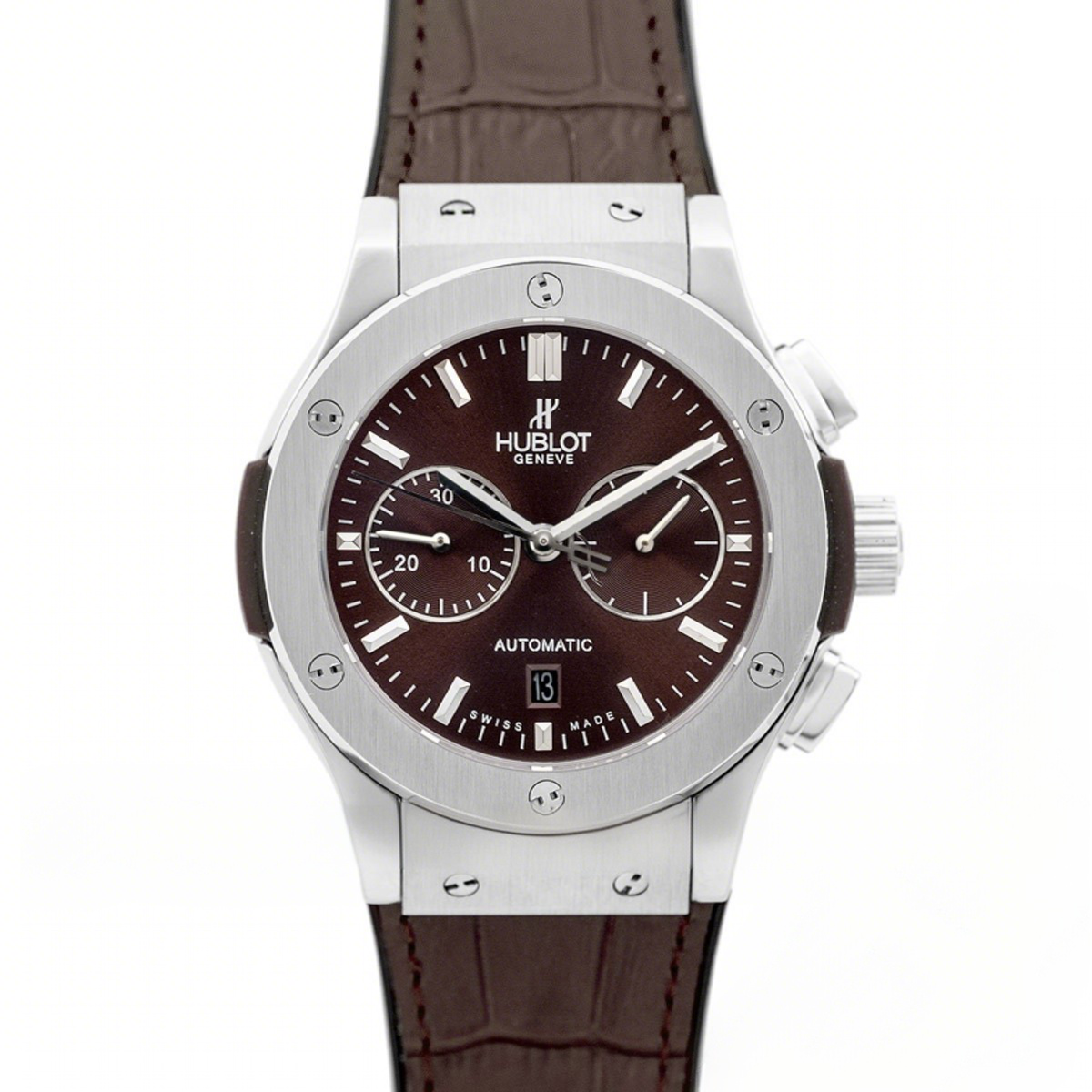 Hublot Classic Fusion Chronograph Brown Dial in Steel-fasswatch