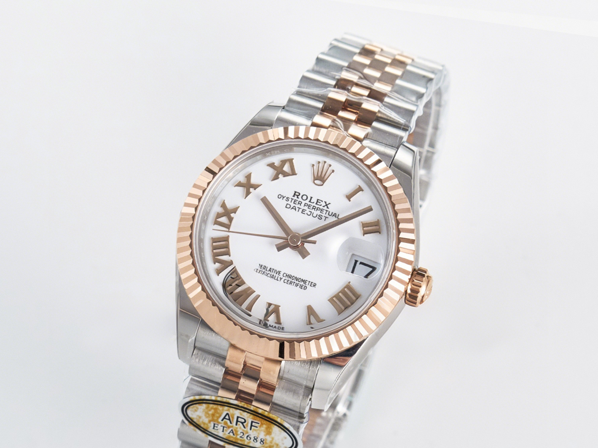 Rolex DateJust 31 278271 ARF 1:1 Best Edition 904L Steel White Roman Dial on SS/RG Jubilee Bracelet ETA 2688-fasswatch