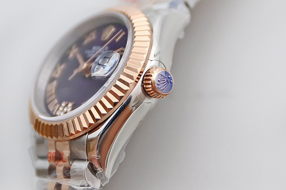 Rolex Ladies Datejust 279171 Aubergine Dial with Roman Markers in Rose Gold/Steel-fasswatch