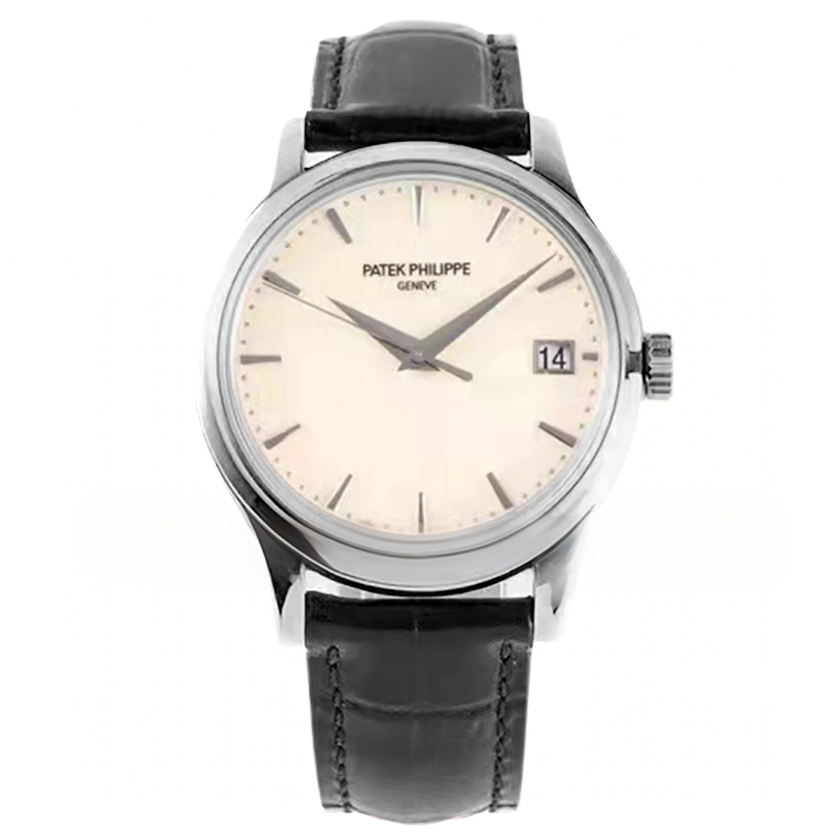Patek Philippe Calatrava 5227 White Dial in White Gold on Black Leather Strap-fasswatch
