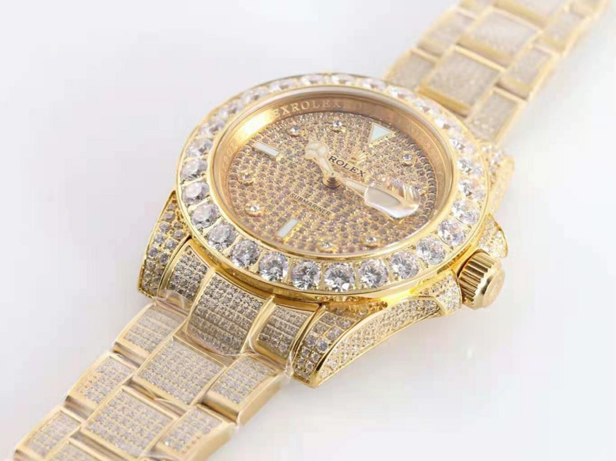 Rolex Submariner 116659 Full Diamond Paved Dial with Diamond Markers in Yellow Gold-fasswatch