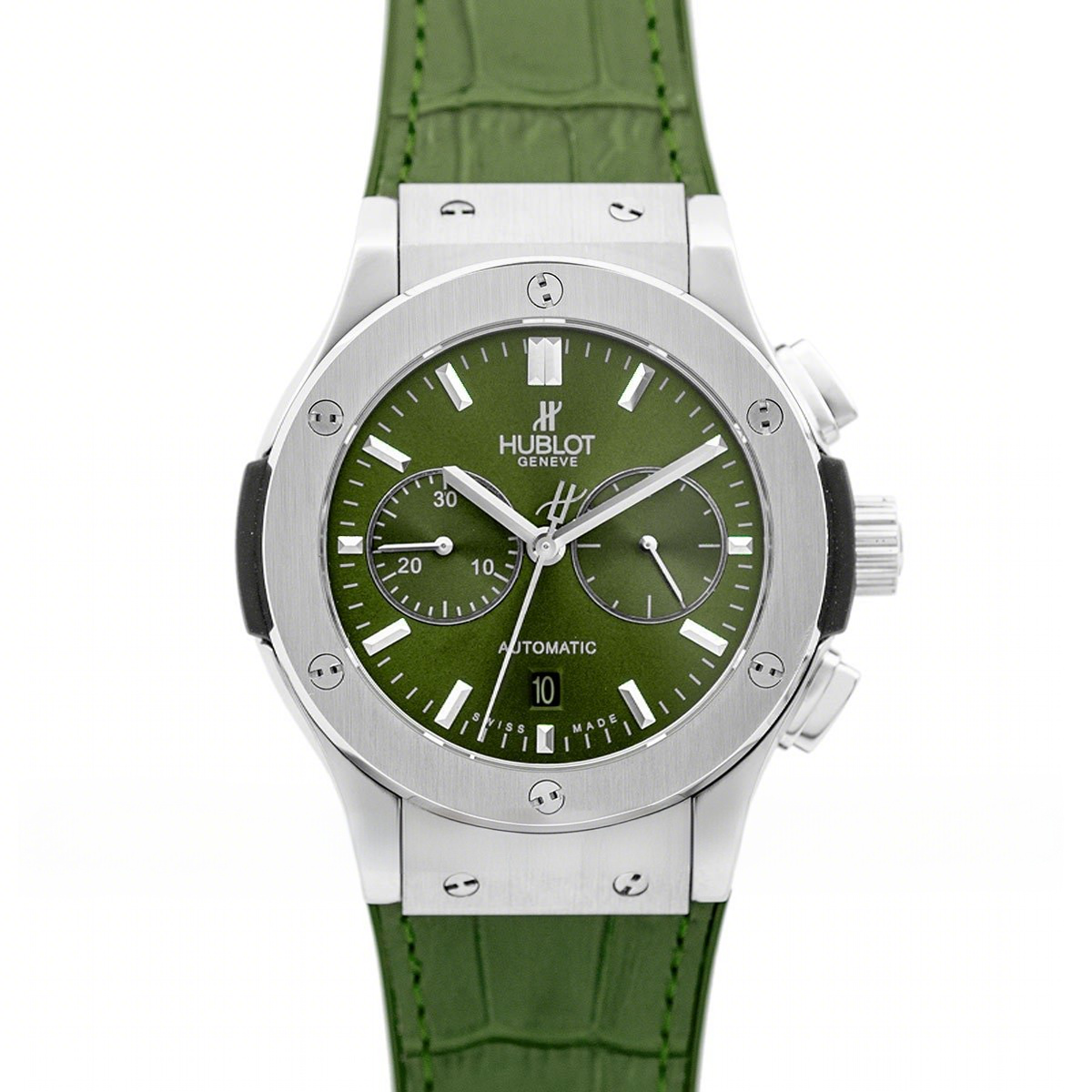 Hublot Classic Fusion Chronograph Green Dial in Steel-fasswatch