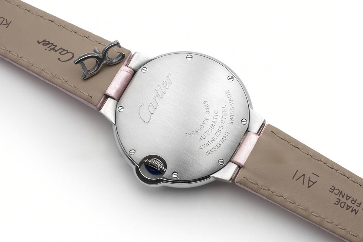Cartier Ballon Bleu de Cartier 33mm Pink Dial in Steel on Pink Leather Strap-fasswatch