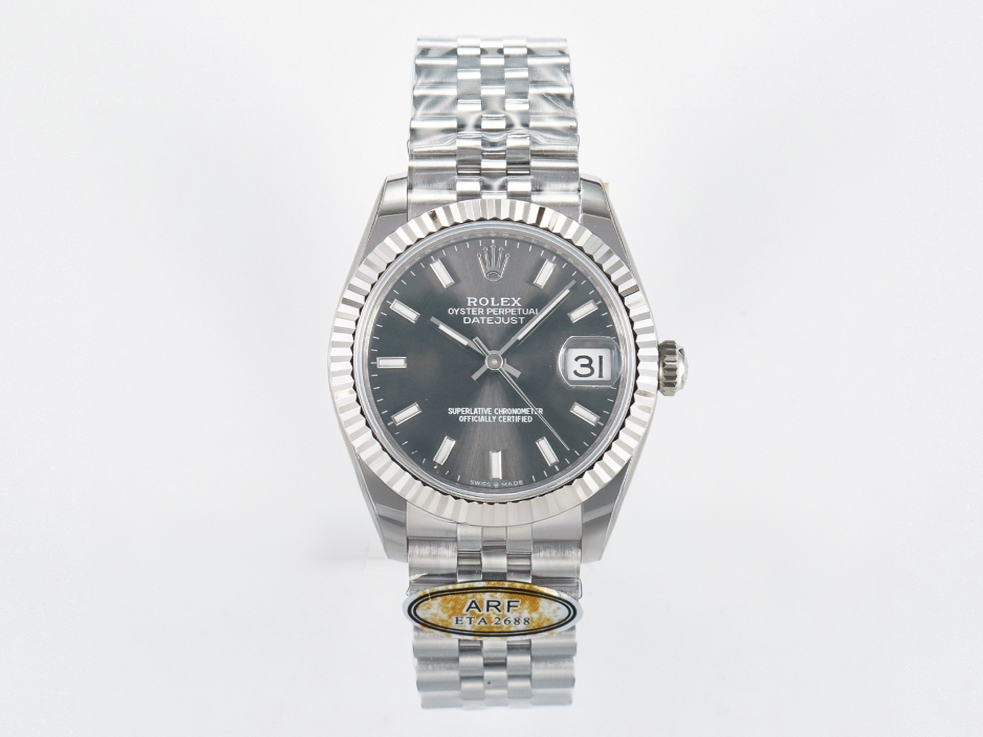 Rolex DateJust 31 278274 ARF 1:1 Best Edition 904L Steel Gray Dial Stick Marker on SS Jubilee Bracelet ETA 2688-fasswatch