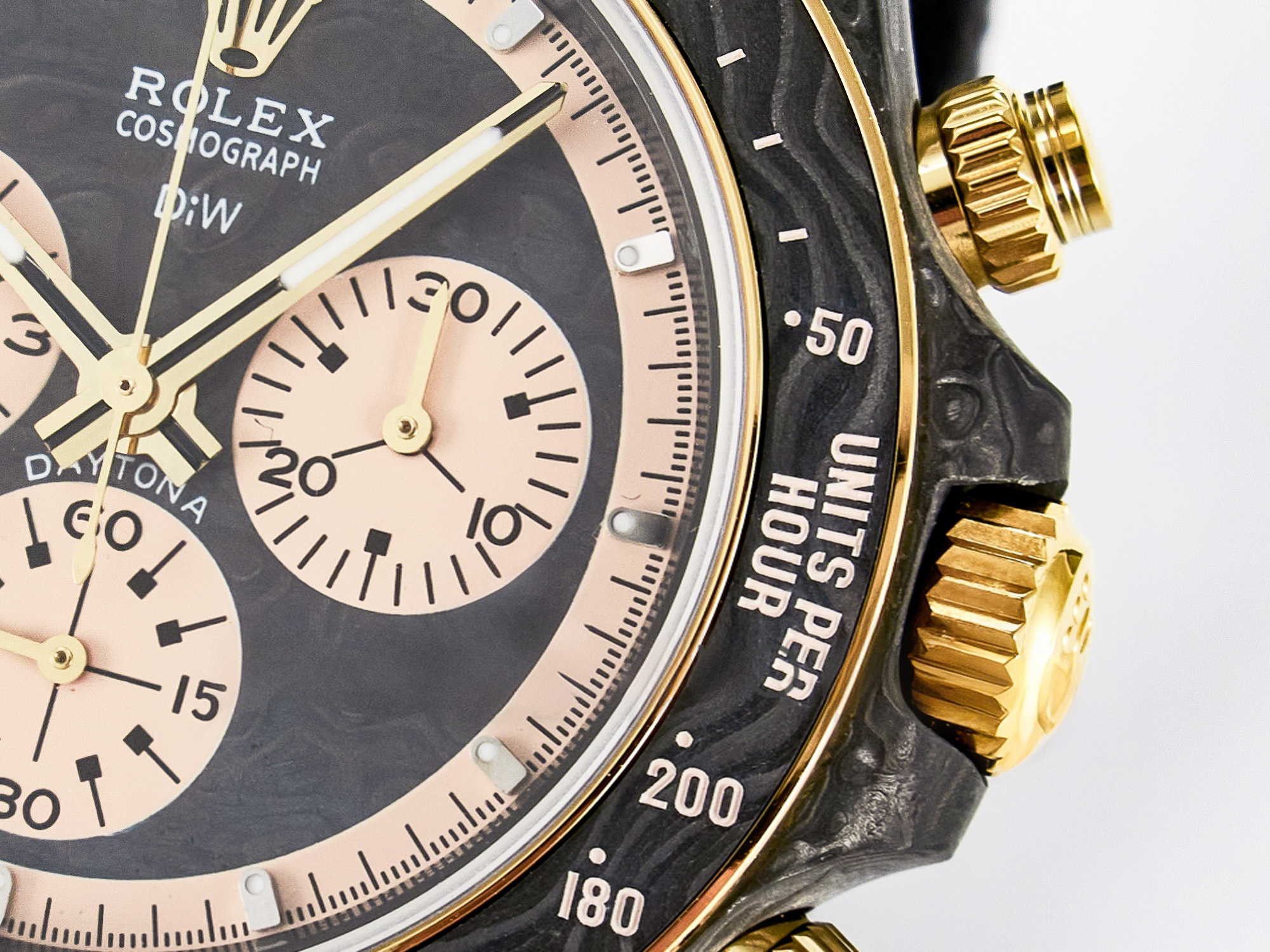 Rolex Daytona DIW Carbon Case DIWF Edition Carbon/Cream Dial on Black Nylon Strap A7750-fasswatch