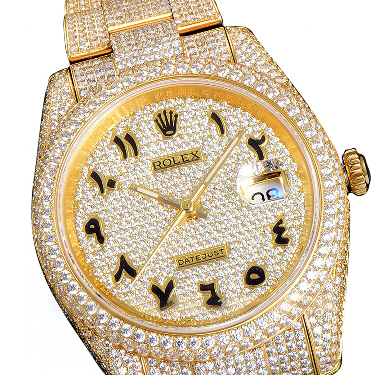 Rolex Datejust 41 126334 Diamond Paved Dial with Arabic Markers in Yellow Gold-fasswatch