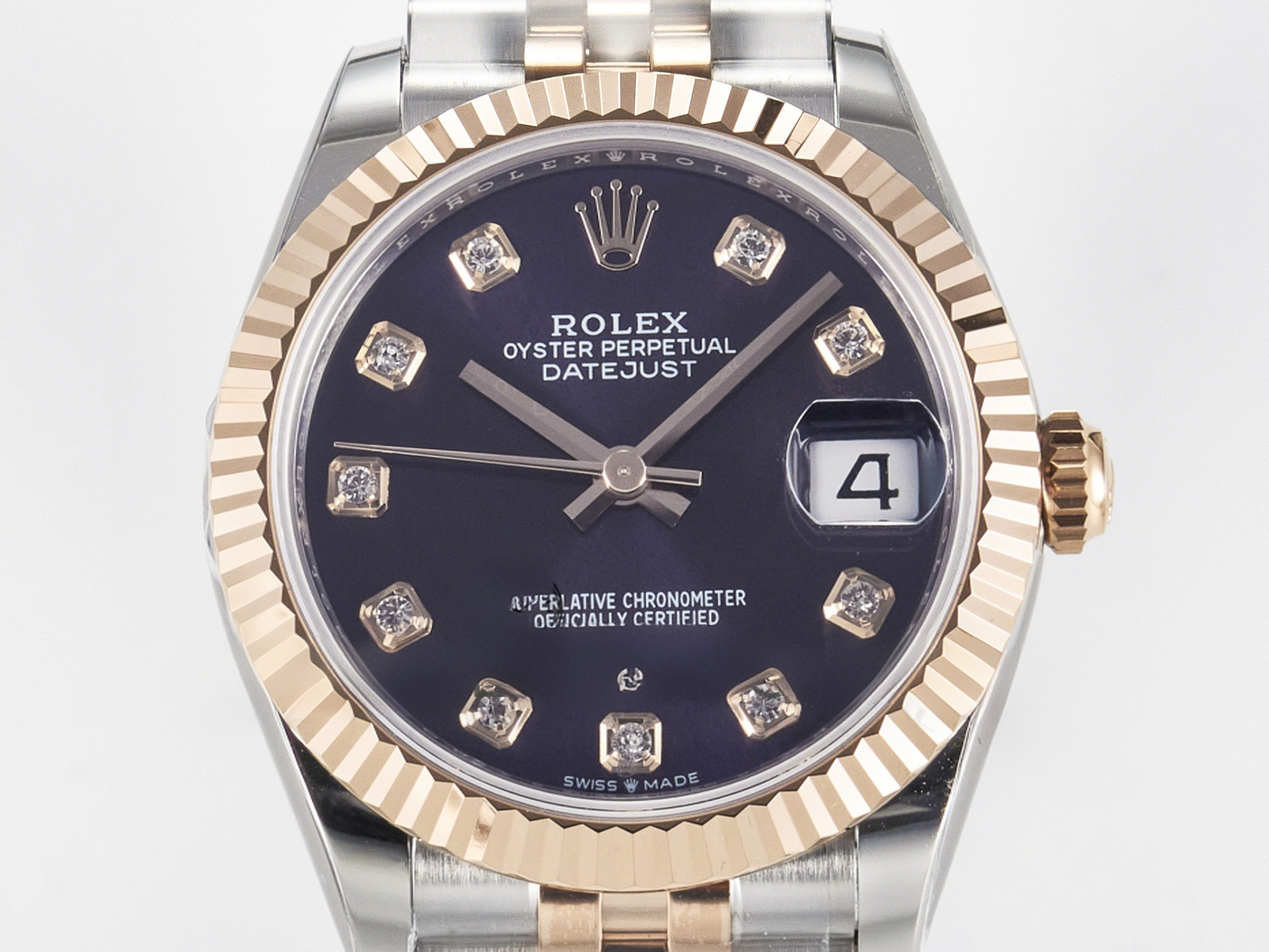 Rolex DateJust 31 278271 ARF 1:1 Best Edition 904L Steel Purple Diamonds Dial on SS/RG Jubilee Bracelet ETA 2688-fasswatch