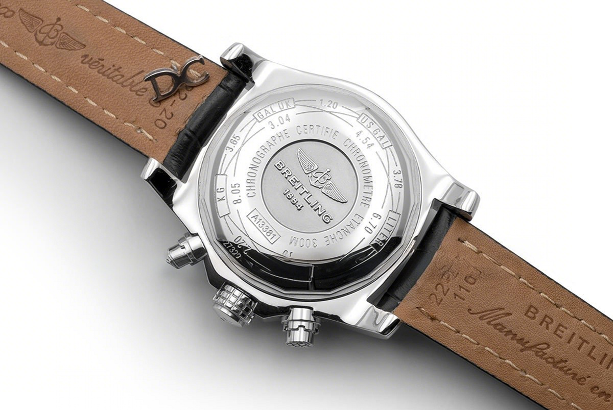 Breitling Colt Chronograph 44mm Black Dial in Steel on Black Leather Strap-fasswatch