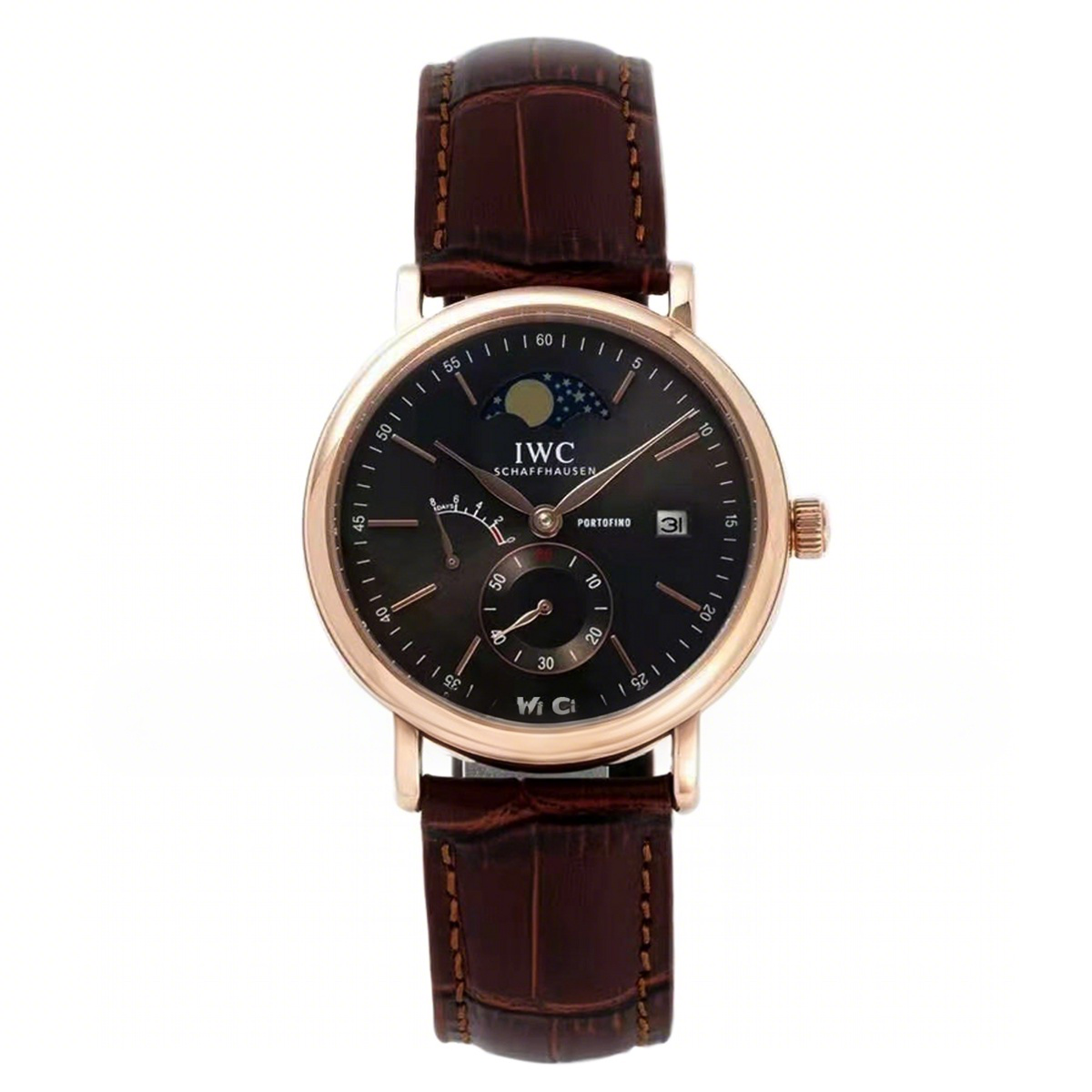 IWC Portofino Hand Wound Moon Phrase IW516403 Black Dial in Rose Gold-fasswatch