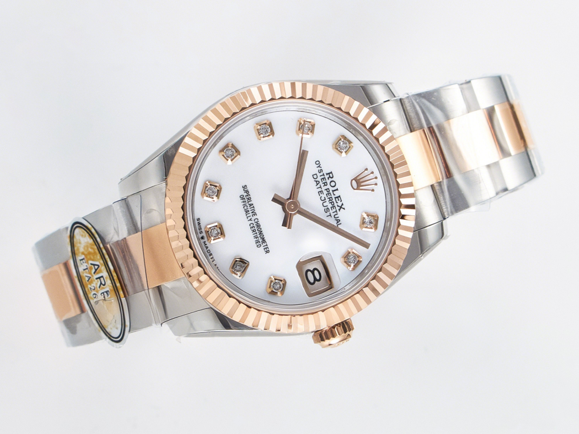 Rolex DateJust 31 278271 ARF 1:1 Best Edition 904L Steel White MOP Diamonds Dial on SS/RG Oyster Bracelet ETA 2688-fasswatch