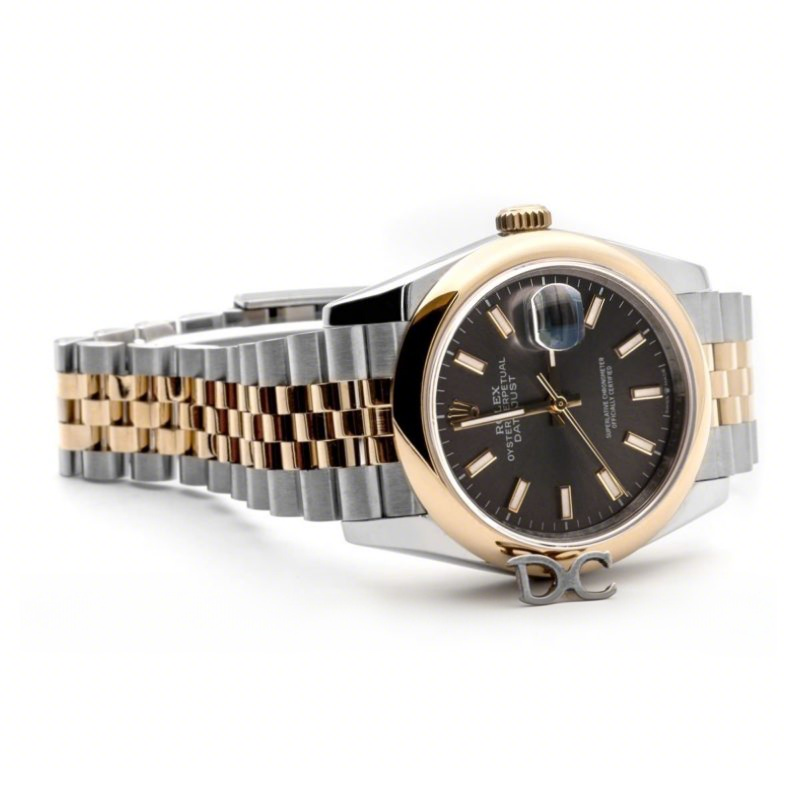 Rolex Datejust 36 126201 Dark Rhodium Dial in Yellow Gold and Steel with Stick Markers-fasswatch