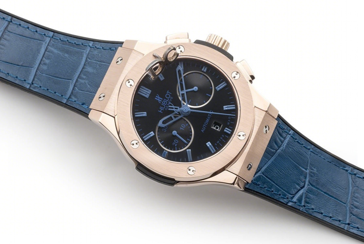 Hublot Classic Fusion Chronograph Blue Dial with Blue Marker in Rose Gold-fasswatch